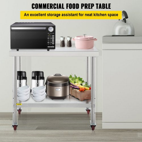 Stainless Steel Prep Table 30 x 24 x 35 Inch 440lbs Load Capacity Heavy