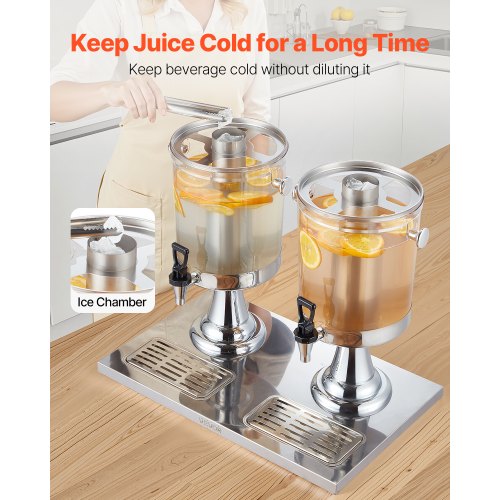 Beverage Dispenser 2.1 Gallon x 2 Drink Dispenser for Parties Stainless