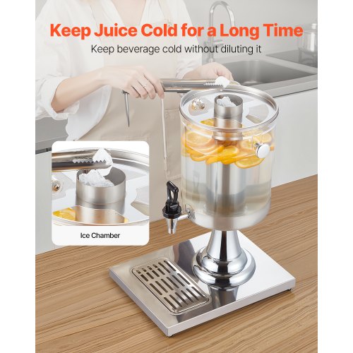 Beverage Dispenser 2.1 Gallon Drink Dispenser for Parties Stainless Steel