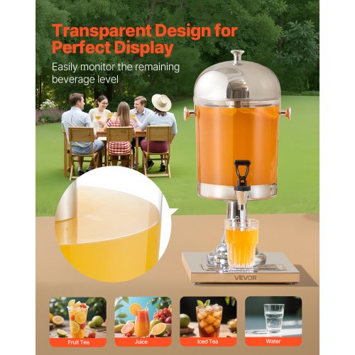 Beverage Dispenser 2.1 Gallon Drink Dispenser for Parties Stainless Steel