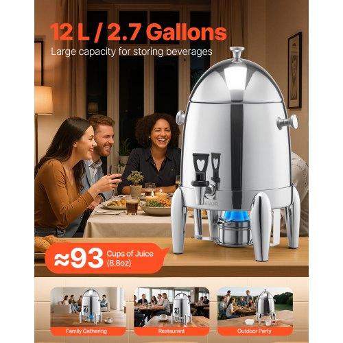 Stainless Steel Beverage Dispenser 2.7 Gallon Drink Dispenser with Alcohol