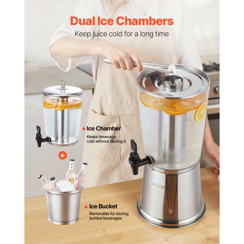 Beverage Dispenser 2.1 Gallon Drink Dispenser for Parties Stainless Steel