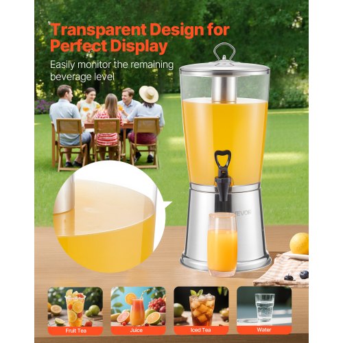 Beverage Dispenser 2.1 Gallon Drink Dispenser for Parties Stainless Steel