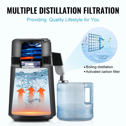 Water Distiller 4L 105 Gallon Pure Water Purifier Filter For Home