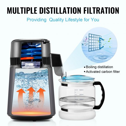 Water Distiller 4L 105 Gallon Pure Water Purifier Filter For Home