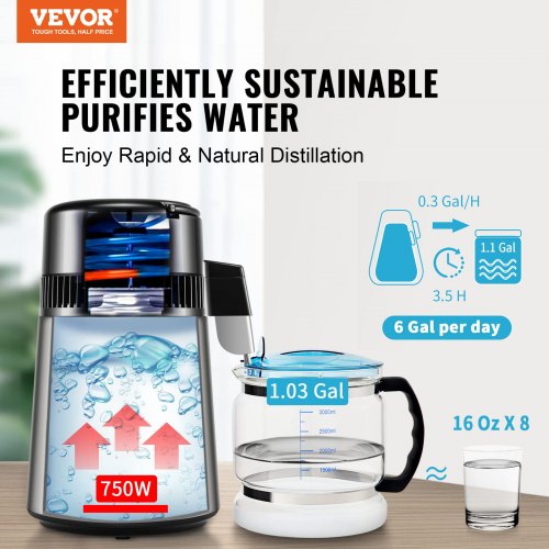 Water Distiller 4L 105 Gallon Pure Water Purifier Filter For Home