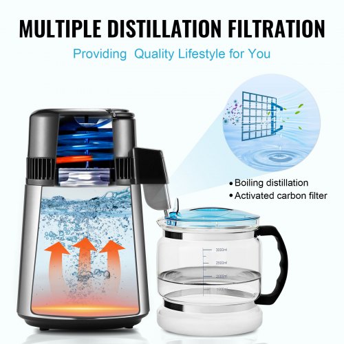 Water Distiller 4L 105 Gallon Pure Water Purifier Filter For Home