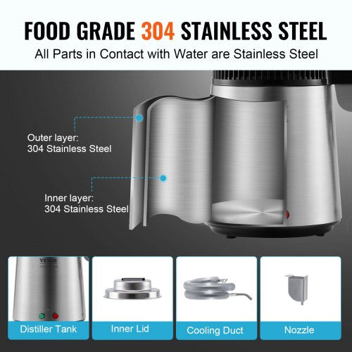 Water Distiller 4L 105 Gallon Pure Water Purifier Filter For Home