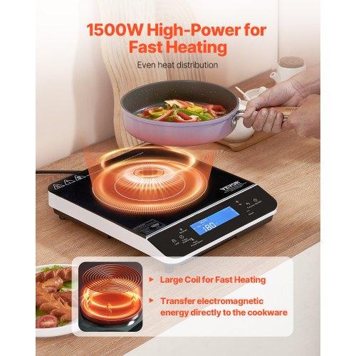 Portable Induction Cooktop 1500W Electric Induction Burner with 9