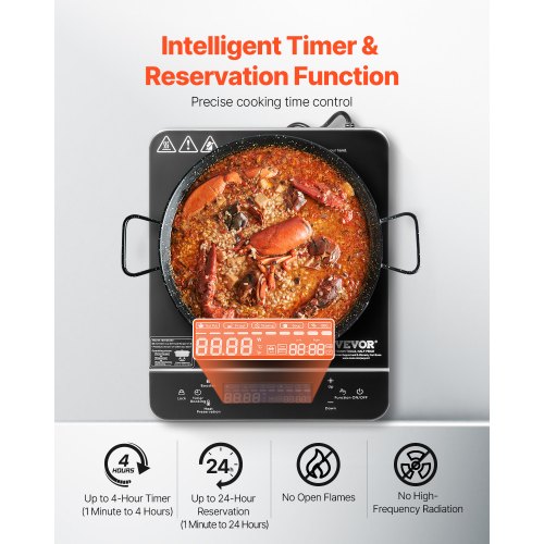 Portable Induction Cooktop 1500W Electric Induction Burner with 9