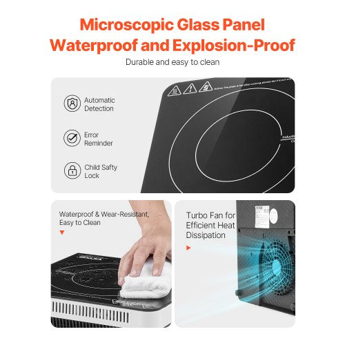 Portable Induction Cooktop 1500W Electric Induction Burner with 9
