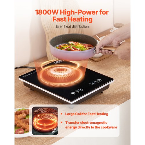 Portable Induction Cooktop 1800W Electric Induction Burner with 9