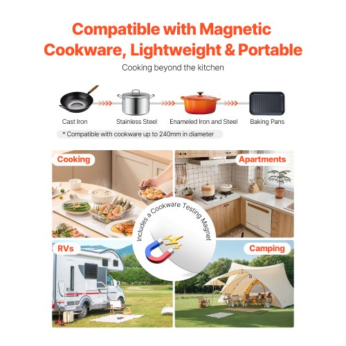 Portable Induction Cooktop 1800W Electric Induction Burner with 9
