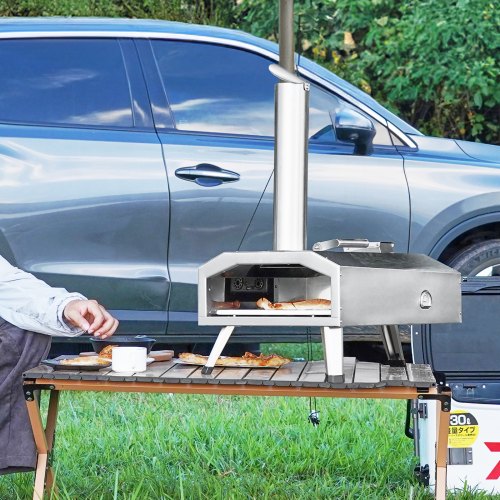 12" Outdoor Pizza Oven Portable Wood Pellet Pizza Oven Stainless Steel BBQ