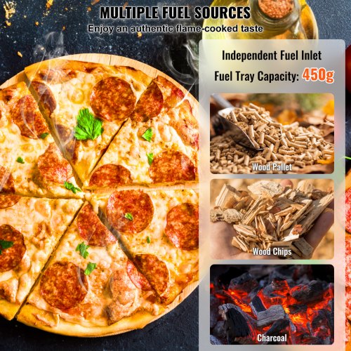 12" Outdoor Pizza Oven Portable Wood Pellet Pizza Oven Camping w Rotation