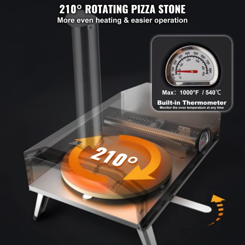 12" Outdoor Pizza Oven Portable Wood Pellet Pizza Oven Camping w Rotation