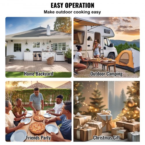 12" Outdoor Pizza Oven Portable Wood Pellet Pizza Oven Camping w Rotation