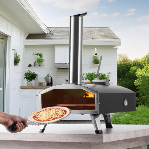 12" Outdoor Pizza Oven Portable Wood Pellet Pizza Oven Camping w Rotation