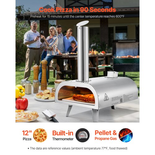 Dual Fuel Pizza Oven Outdoor 12 Inch Wood Fire Propane Gas Pizza Oven