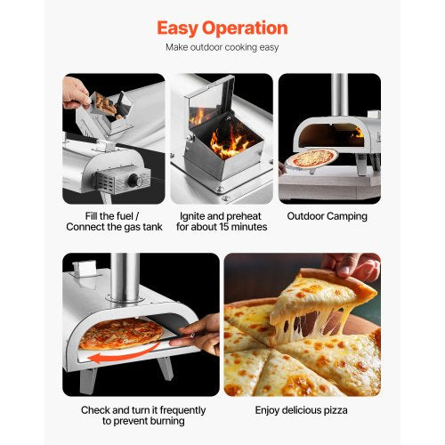 Dual Fuel Pizza Oven Outdoor 12 Inch Wood Fire Propane Gas Pizza Oven
