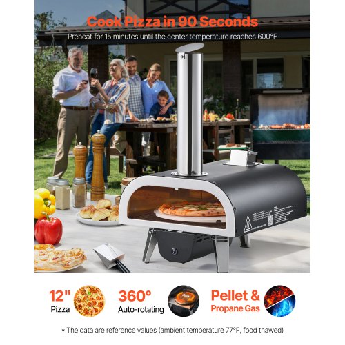 Dual Fuel Pizza Oven Outdoor 12 in Wood Fire Propane Gas Pizza Oven
