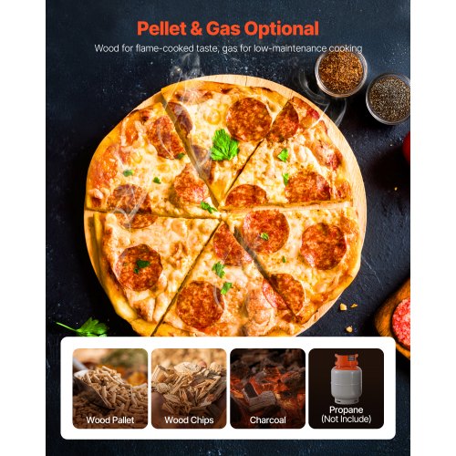 Dual Fuel Pizza Oven Outdoor 12 in Wood Fire Propane Gas Pizza Oven