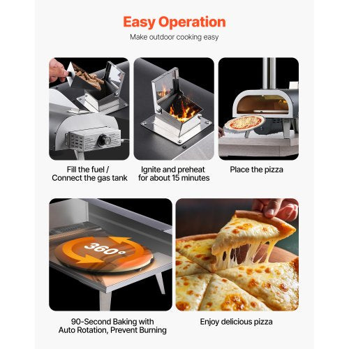 Dual Fuel Pizza Oven Outdoor 12 in Wood Fire Propane Gas Pizza Oven