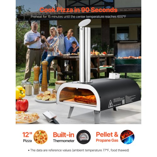 Dual Fuel Pizza Oven Outdoor 12 in Wood Fire Propane Gas Pizza Oven