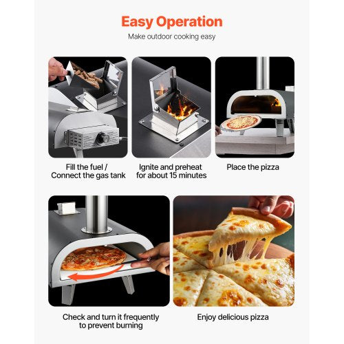 Dual Fuel Pizza Oven Outdoor 12 in Wood Fire Propane Gas Pizza Oven