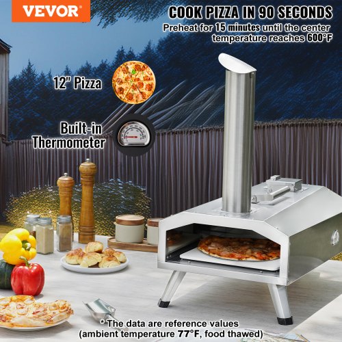 12" Outdoor Pizza Oven Portable Pellet Gas Pizza Oven Foldable for Camping