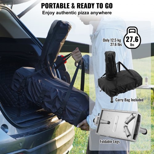 12" Outdoor Pizza Oven Portable Pellet Gas Pizza Oven Foldable for Camping