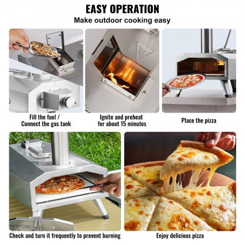 12" Outdoor Pizza Oven Portable Pellet Gas Pizza Oven Foldable for Camping