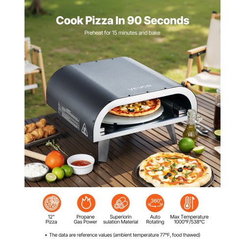 Outdoor Pizza Oven 12 in Propane Gas Pizza Maker Portable PizzaCooker