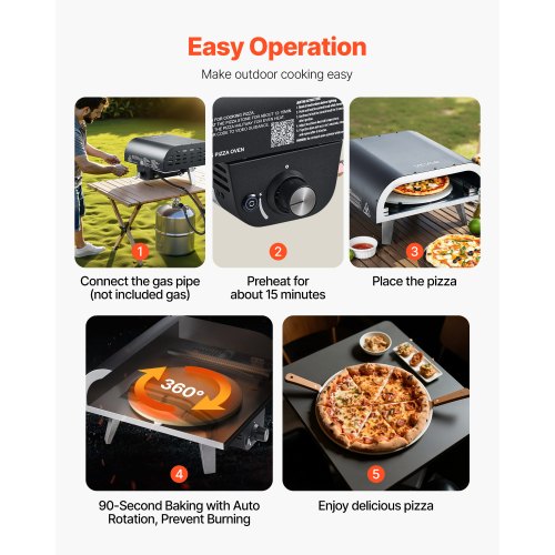 Outdoor Pizza Oven 12 in Propane Gas Pizza Maker Portable PizzaCooker