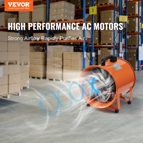 Portable Ventilator 10 inch Heavy Duty Cylinder Fan with 33ft Duct Hose