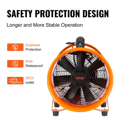 Portable Ventilator 10 inch Heavy Duty Cylinder Fan with 33ft Duct Hose
