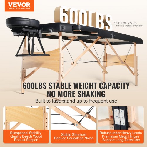 Portable Massage Table 28 W 2 Folding Lightweight Massage Table 8Level