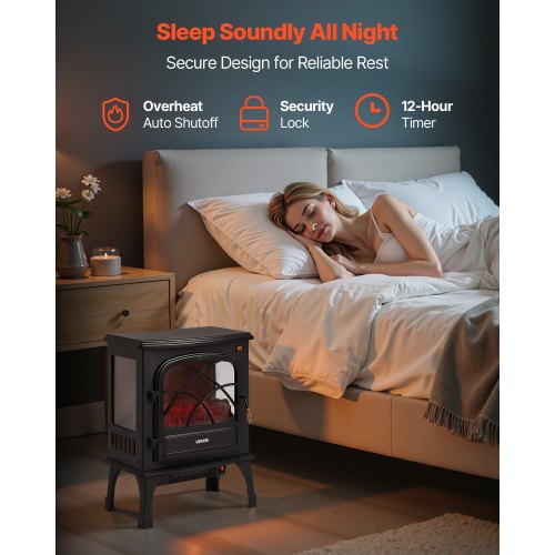 255inch Freestanding Fireplaces 1500W 5120BTU Portable Electric Fireplace