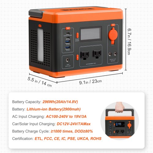 Portable Power Station 296Wh Backup Lithiumion Battery Solar Powered
