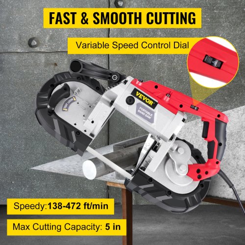 Cordless Band Saw 5Inch Cut Capacity Variable Speed Handheld 10A Motor
