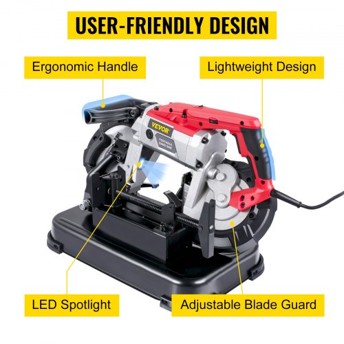 Portable Band Saw 110V Removable Alloy Steel Base Cordless Band Saw 5 Inch