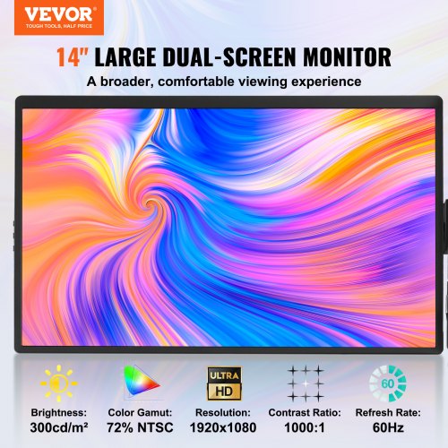 Portable Laptop Screen Extender 14 FHD 1080P IPS Dual Extended Monitor for 13