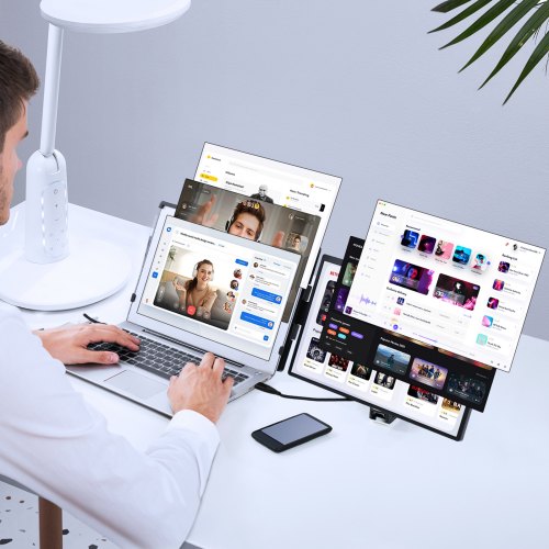 Portable Laptop Screen Extender 14 FHD 1080P IPS Dual Extended Monitor for 13