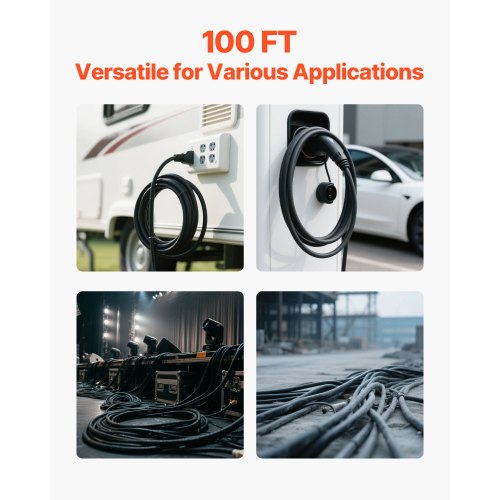 100 FT 10AWG Portable Power Cable 4 Conductor Heavy Duty 600V SOOW