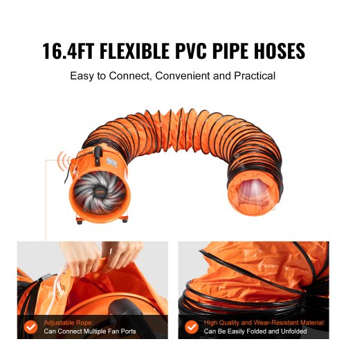 Portable Ventilator 12 inch Heavy Duty Cylinder Fan with 164ft Duct Hose