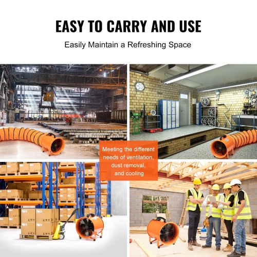 Portable Ventilator 8 inch Heavy Duty Cylinder Fan with 164ft Duct Hose