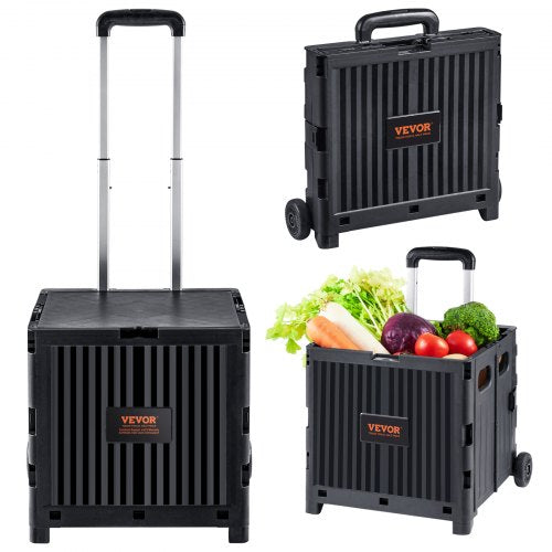 Foldable Utility Cart 80 lbs Load Capacity Folding Portable Rolling Crate