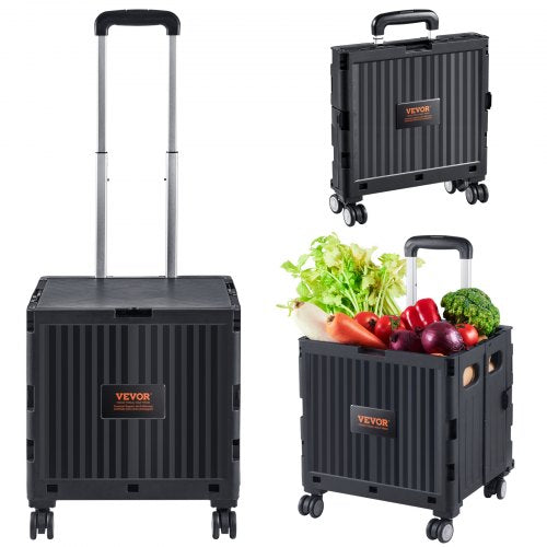 Foldable Utility Cart 110 lbs Load Capacity Folding Portable Rolling Crate