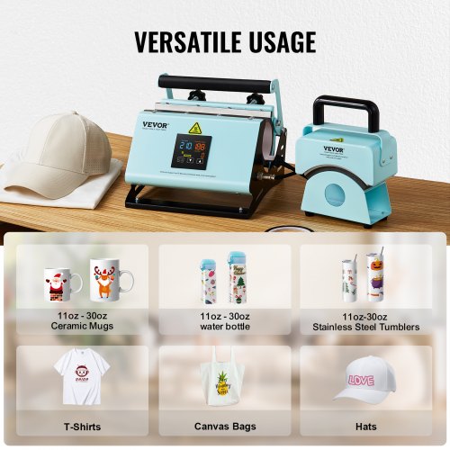 2 in 1 Tumbler and Hat Heat Press Machine Mini Hat Heat Press for Caps and Hat