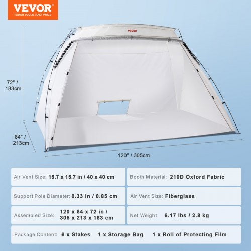 Portable Paint Booth Larger Spray Paint Tent with Builtin Floor Mesh